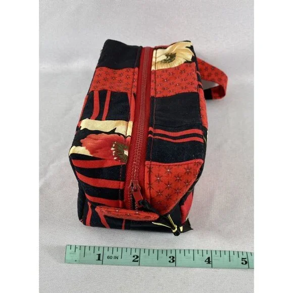 SOKA Mini Cosmetic Bag Minimalist Purse Handmade Rectangular Red & Black New! - Picture 9 of 10